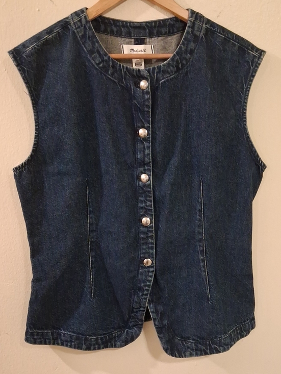 Madewell Jackets & Blazers - Madewell Dark Blue Sleeveless Denim Button Vest